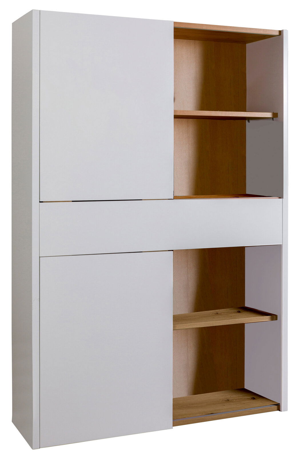 XORA Aktenregal PUNTO 2.0 Weißes Aktenregal mit offenen und geschlossenen Fächern, seitliche Perspektive