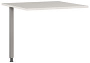 Eckverbindung PALMINA von Germania, seitliche Perspektive, bestehend aus einer weißen Tischplatte mit einem grauen Stützbein.