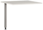 Eckverbindung PALMINA von Germania, seitliche Perspektive, bestehend aus einer weißen Tischplatte mit einem grauen Stützbein.