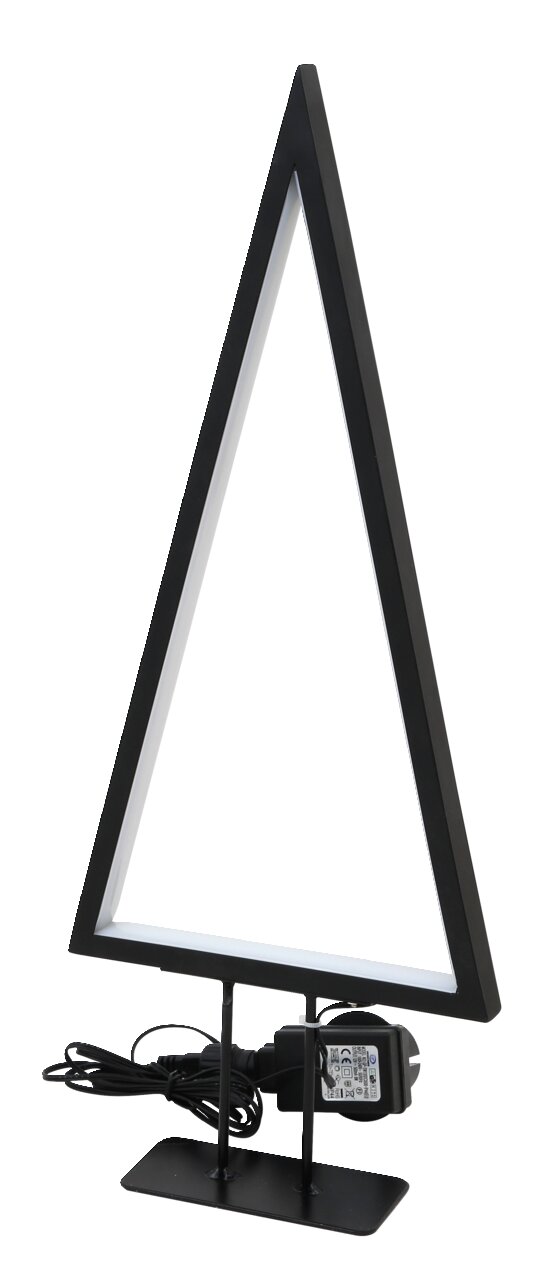 Schwarzer LED Baum in dreieckiger Form, 70 cm hoch, mit Netzteil, seitliche Perspektive