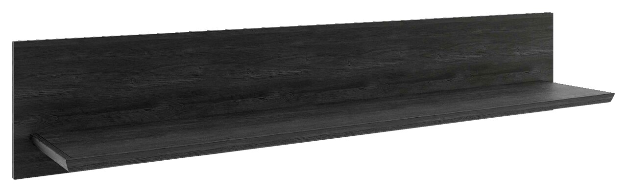 Schwarzes Wandboard aus Holz in seitlicher Perspektive