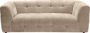 Beiges, gepolstertes 2-Sitzer-Sofa mit gesteppter Oberfläche und abgerundeten Armlehnen, Frontansicht