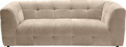 Beiges, gepolstertes 2-Sitzer-Sofa mit gesteppter Oberfläche und abgerundeten Armlehnen, Frontansicht