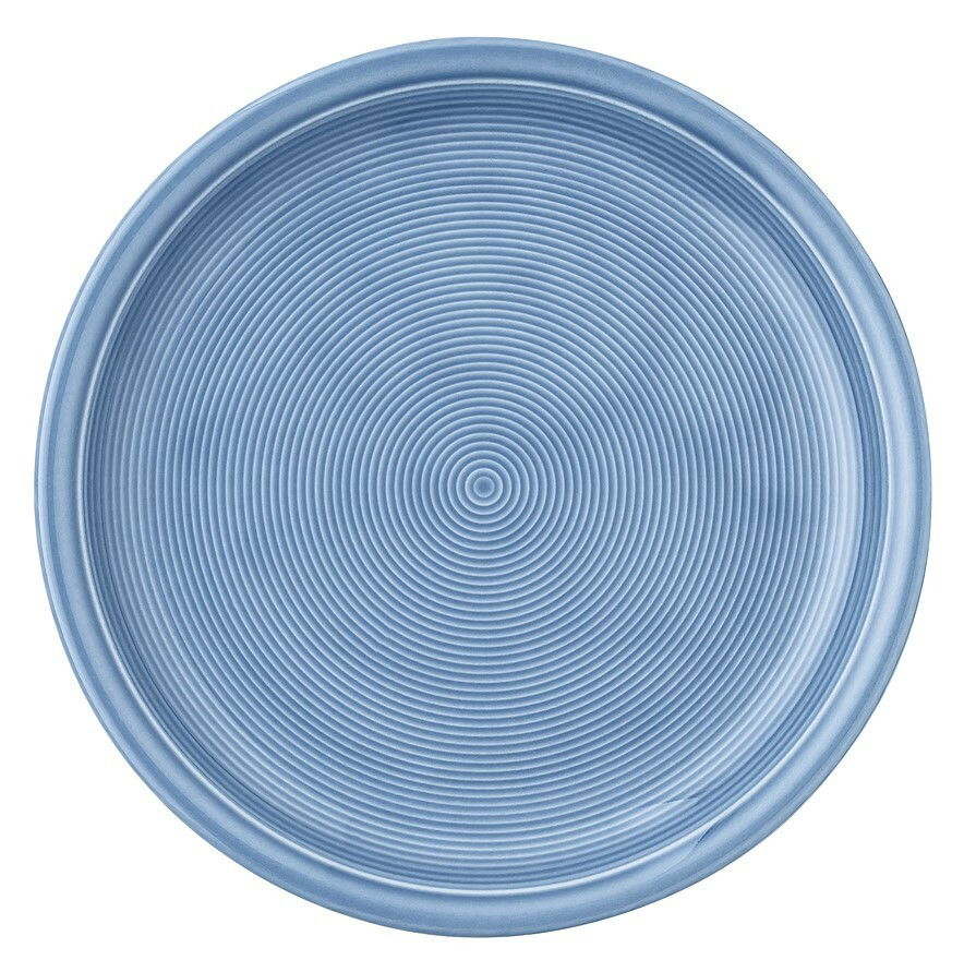 Thomas Teller 20 cm flach TREND COLOUR Blauer flacher Teller mit kreisförmigem Rillenmuster, Draufsicht