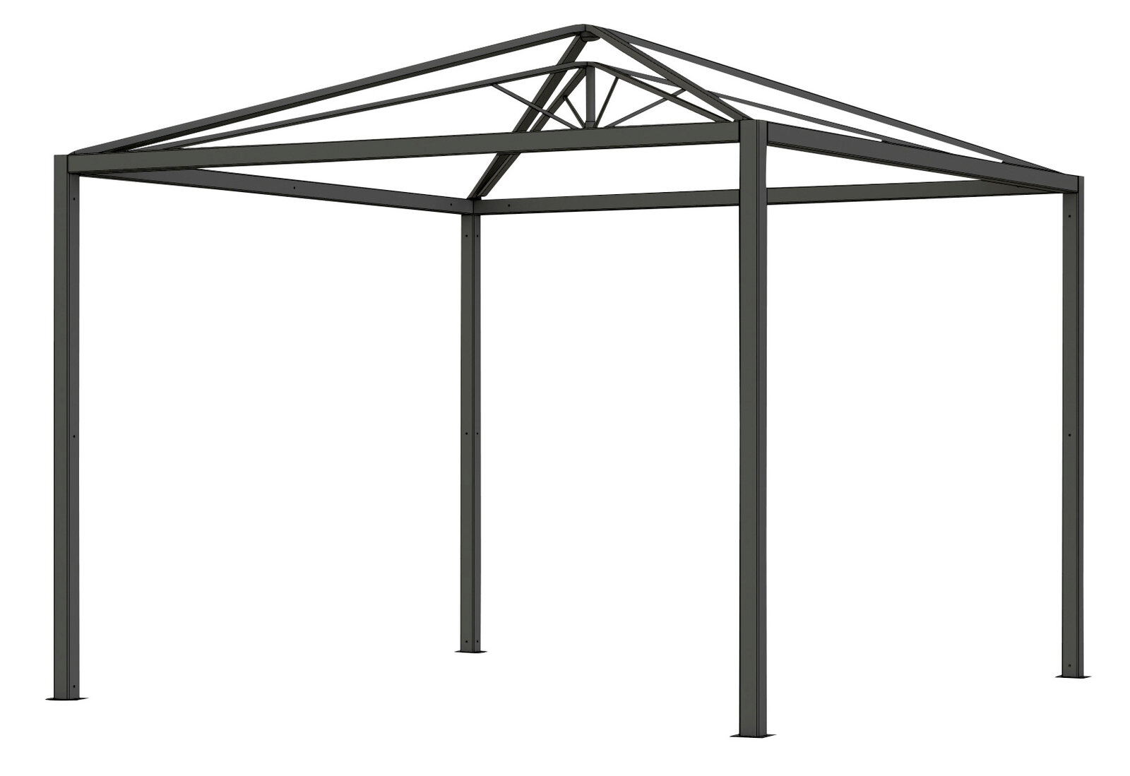 Metallrahmen einer Pagode aus seitlicher Perspektive