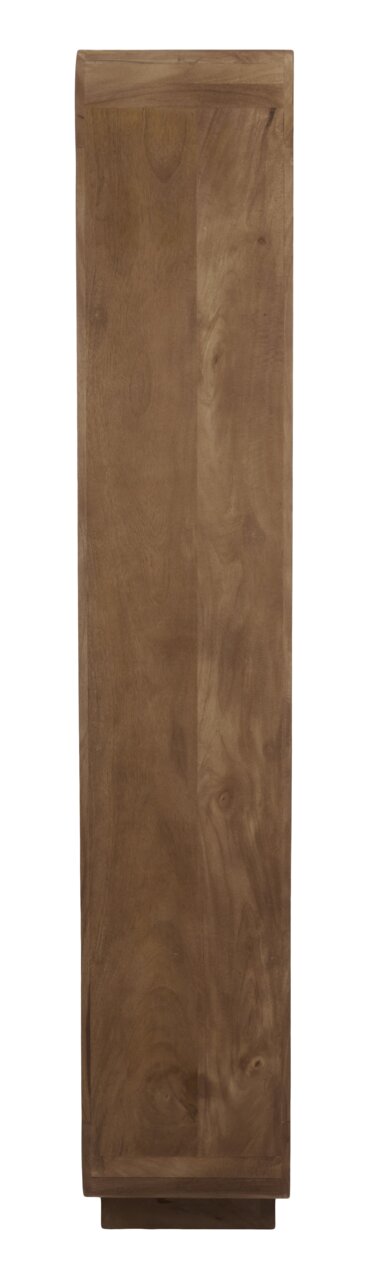 Vorderansicht eines hölzernen Standregals mit glatter Oberfläche und natürlicher Holzmaserung.
