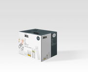 Verpackung des 17-teiligen Bechersets Show von Schott Zwiesel, schräg von vorne fotografiert.