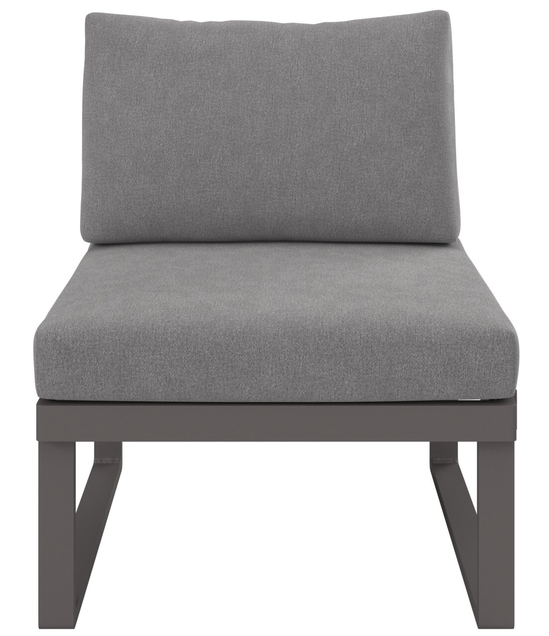 Grauer Sessel mit Stoffbezug, Vorderansicht