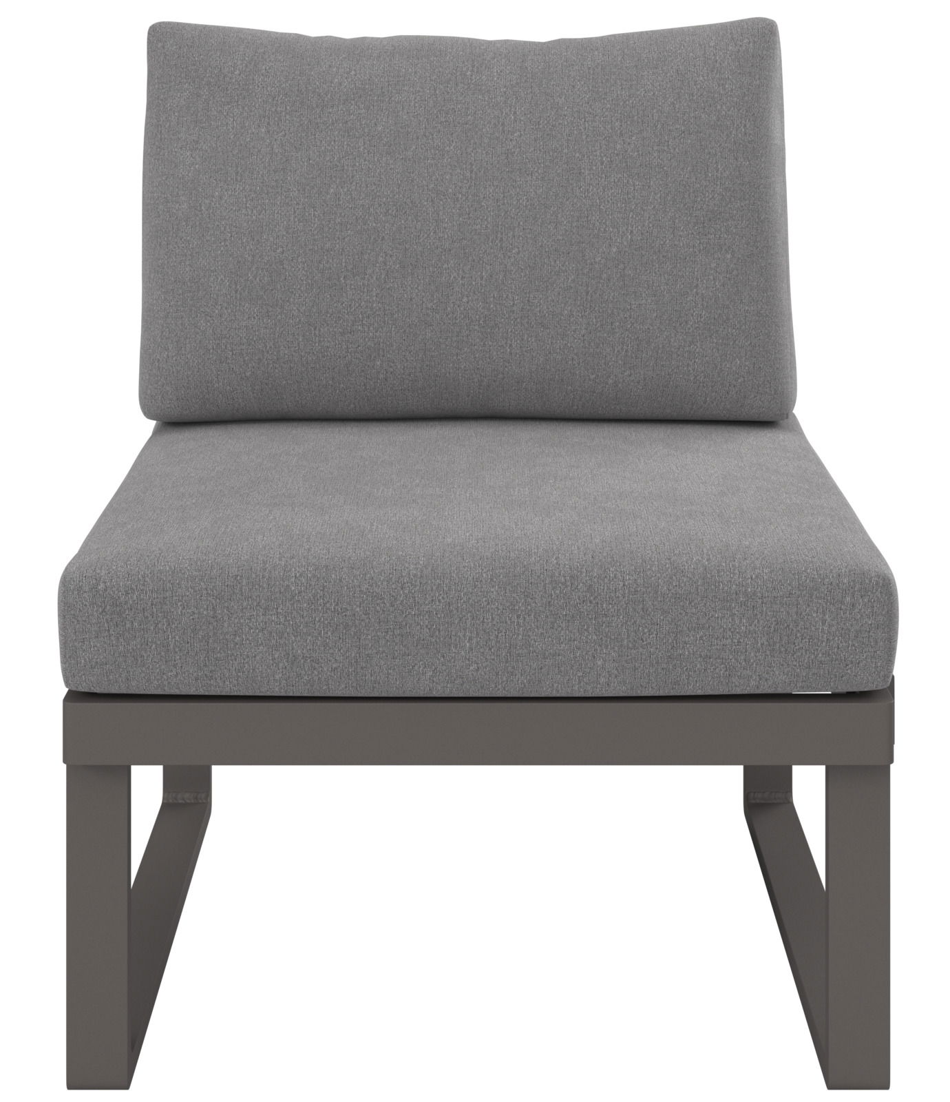 Grauer Sessel mit Stoffbezug, Vorderansicht