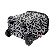 Carrycruiser mit Leopardenmuster, seitliche Perspektive, zwei Räder und schwarze Griffe.