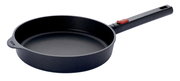 Gusspfanne Eco Logic 28cm mit langem Griff, seitliche Perspektive