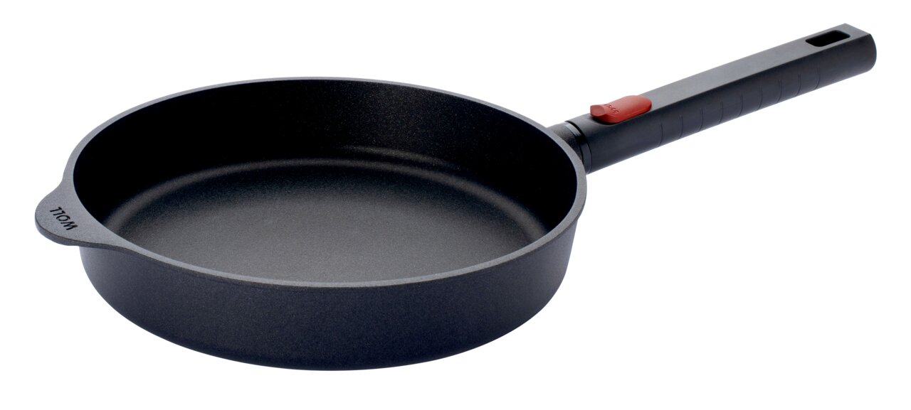 Woll Gusspfanne ECO LOGIC QXR Gusspfanne Eco Logic 28cm mit langem Griff, seitliche Perspektive