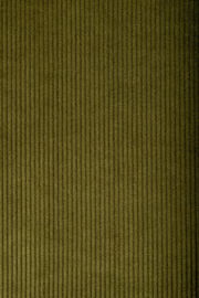 Nahaufnahme eines olivgrünen, gerippten Stoffes in vertikaler Perspektive