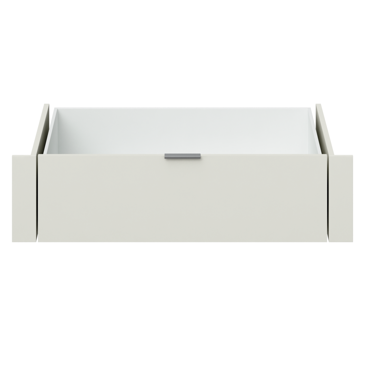 Jutzler Innenschublade JUTZLER Frontale Ansicht einer weißen Innenschublade mit schlichtem Design und einem Griff in der Mitte.