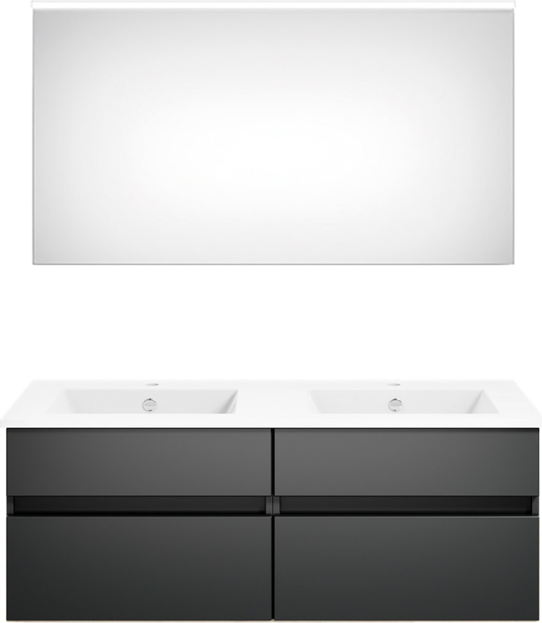 Puris Badkombination GET2YOU 21 Moderne Badkombination mit Doppelwaschbecken und großem Spiegel, Frontalansicht