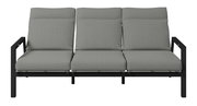 Gartenbank 3er mit grauen Kissen, Frontalansicht