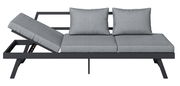 Graues Lounge-Sofa mit verstellbarer Rückenlehne, seitliche Perspektive