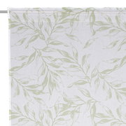 Fertigvorhang Flora 140x245 mit grünem Blattmuster auf weißem Hintergrund, Vorderansicht