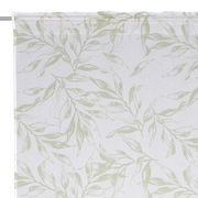 Fertigvorhang Flora 140x245 mit grünem Blattmuster auf weißem Hintergrund, Vorderansicht