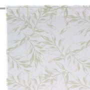 Fertigvorhang Flora 140x245 mit grünem Blattmuster auf weißem Hintergrund, Vorderansicht