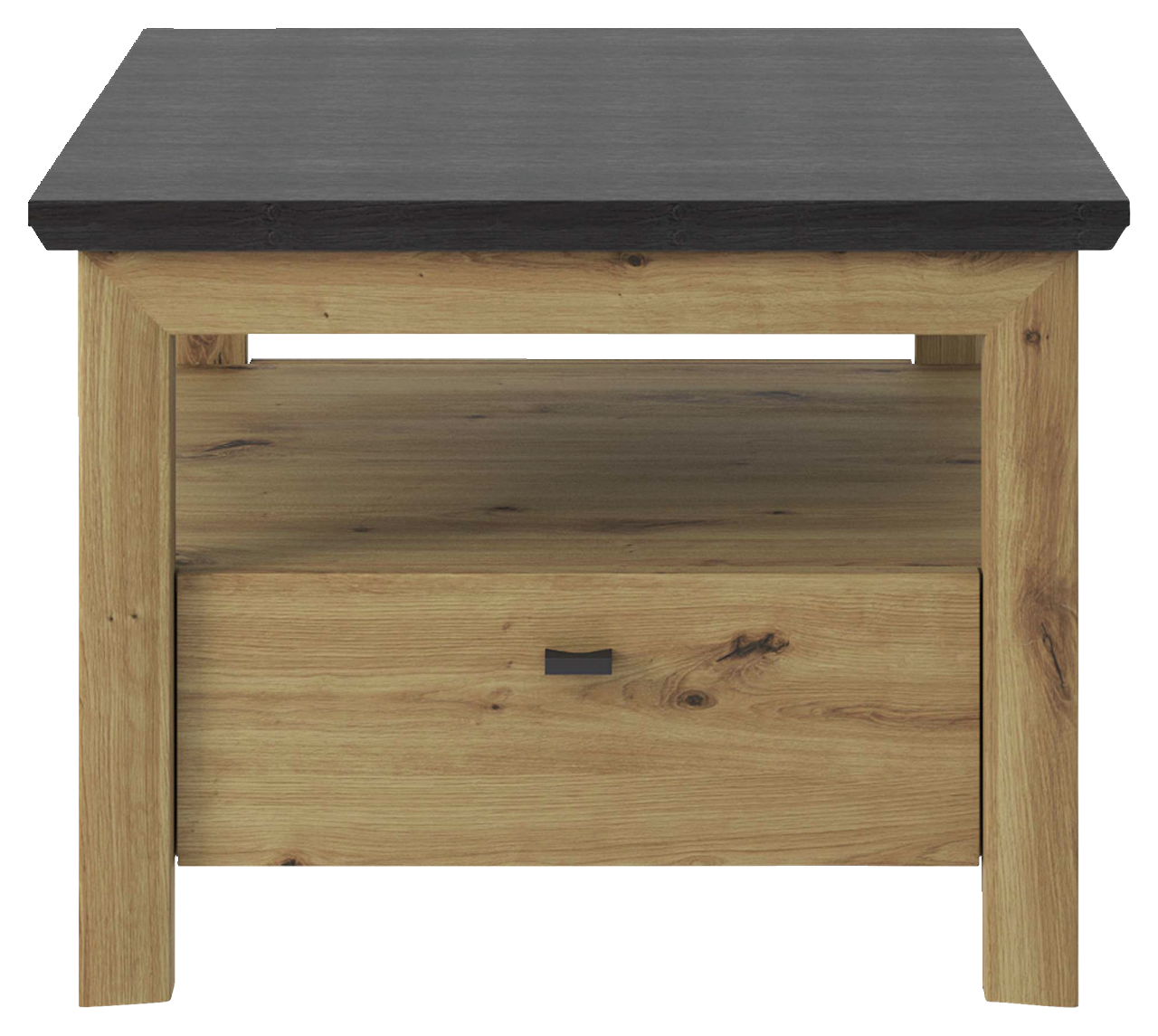 Hom´in Beistelltisch BENTON Beistelltisch aus Holz mit dunkler Tischplatte, Frontalansicht