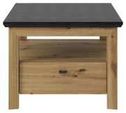 Houten bijzettafel met donker tafelblad, vooraanzicht