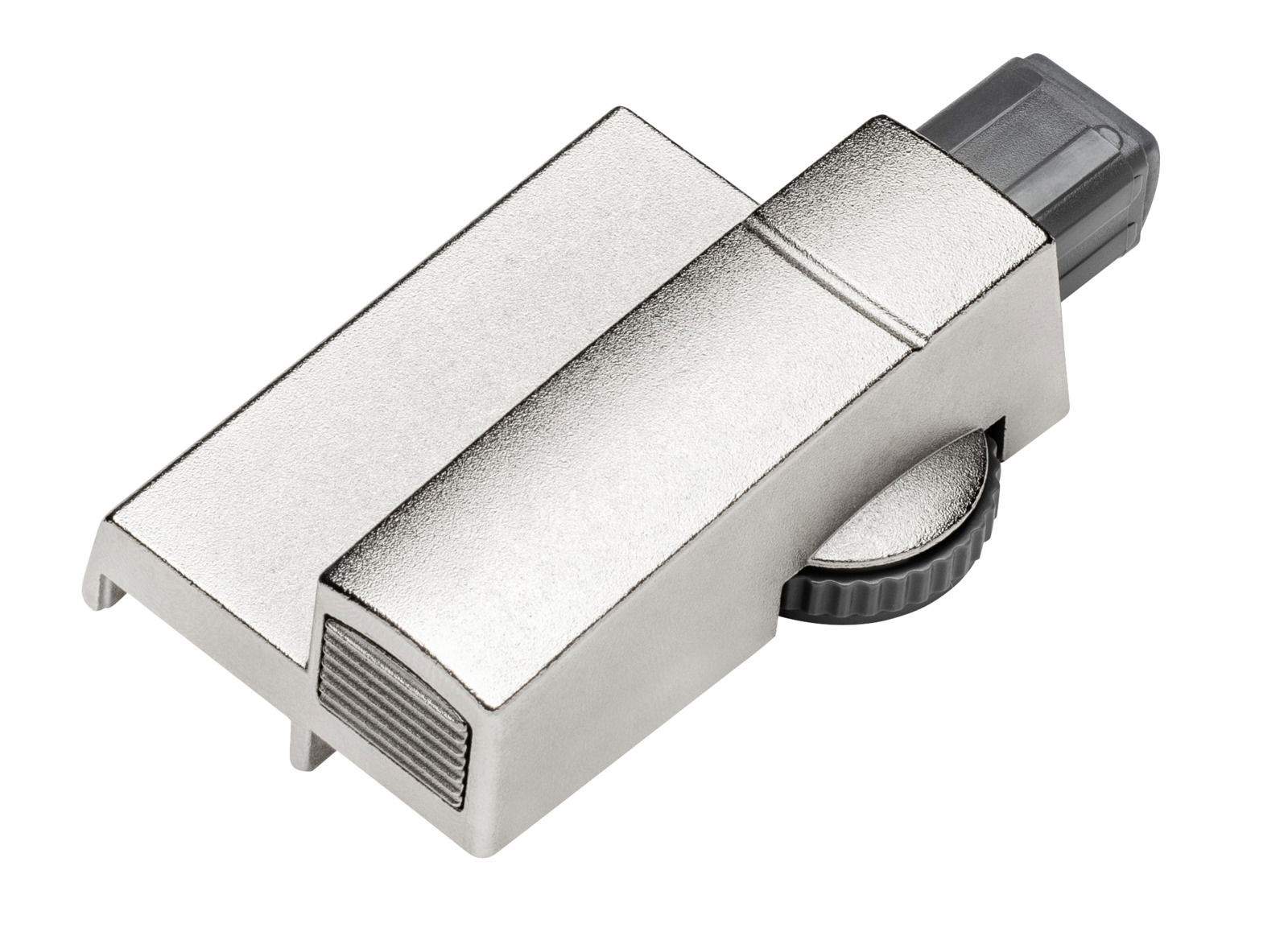 Jutzler Dämpfer JUTZLER Metallischer Dämpfer in schräger Draufsicht mit geriffeltem Einstellrad.