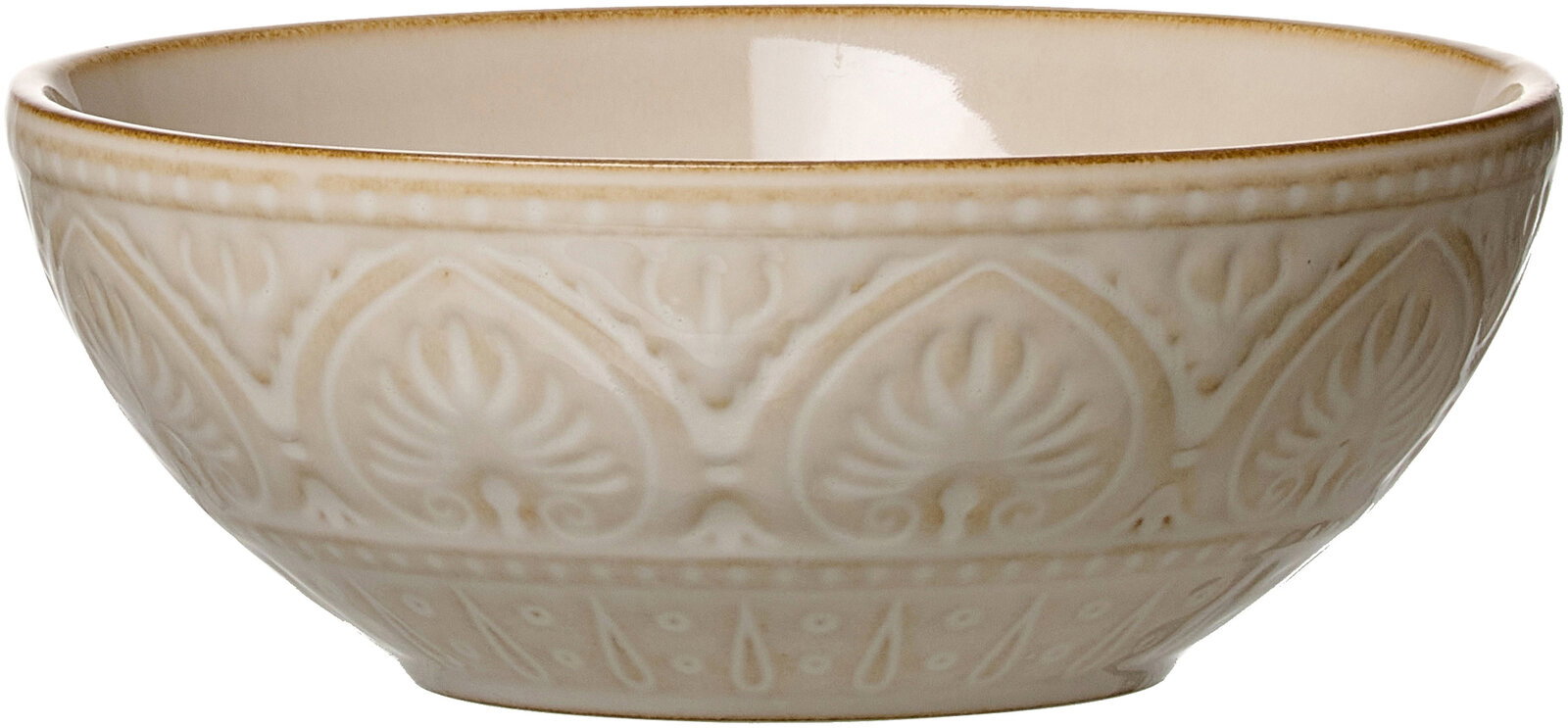 Ritzenhoff & Breker Schale OMARA Beige Schale Omara mit einem Durchmesser von 15,5 cm, seitliche Perspektive, verziert mit einem eleganten Muster.