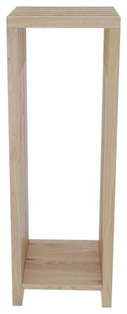 Moderner Beistelltisch aus hellem Holz, frontal betrachtet, mit einer Höhe von 90 cm.