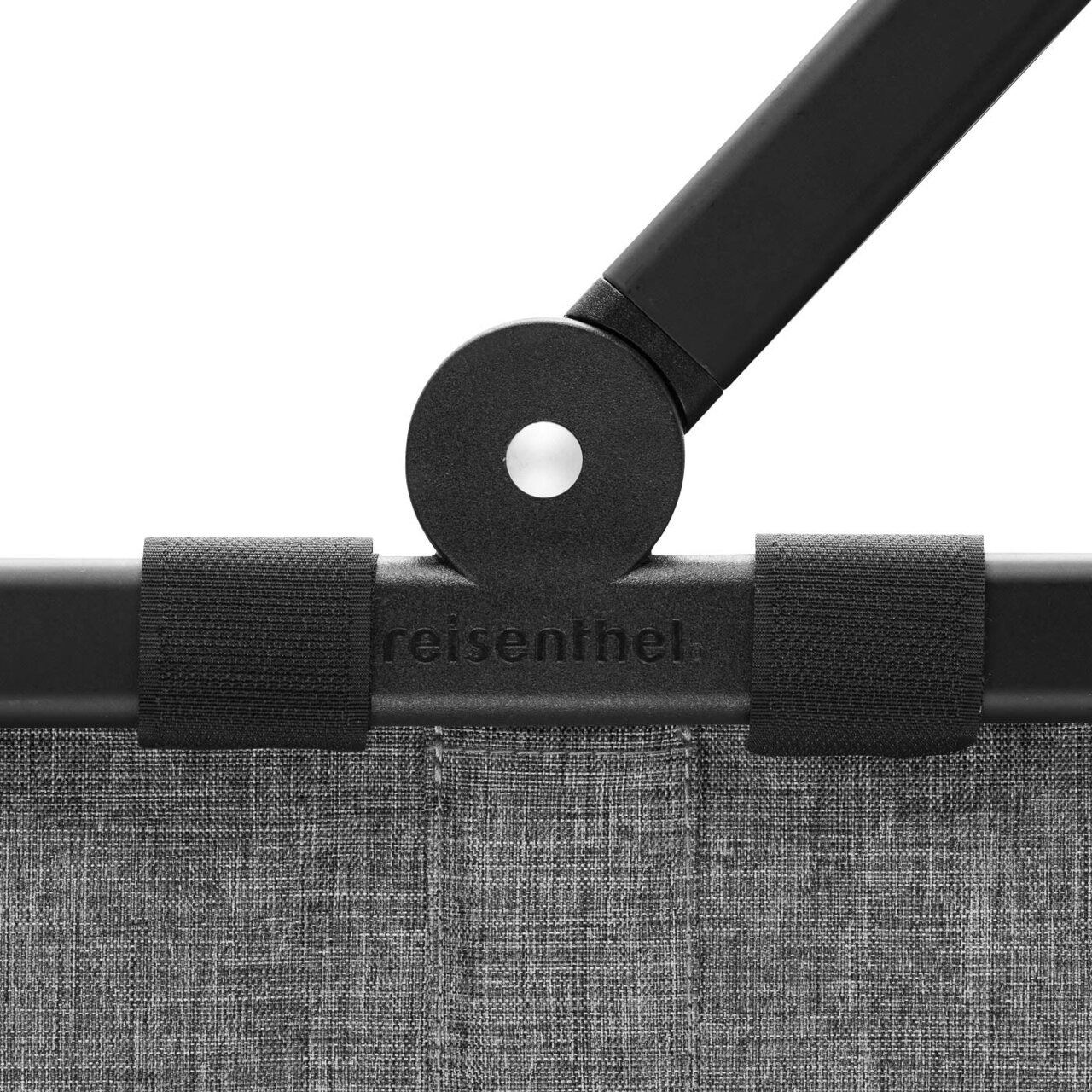 Close-up van het zwarte frame van een Carrybag met draaibare scharnier, zijaanzicht