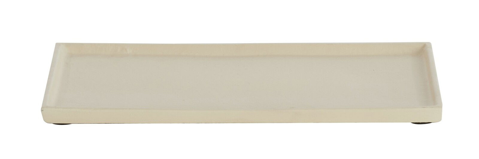 Light&Living Schale MAES Rechteckige, flache Schale aus Keramik in Cremefarbe, frontal fotografiert.