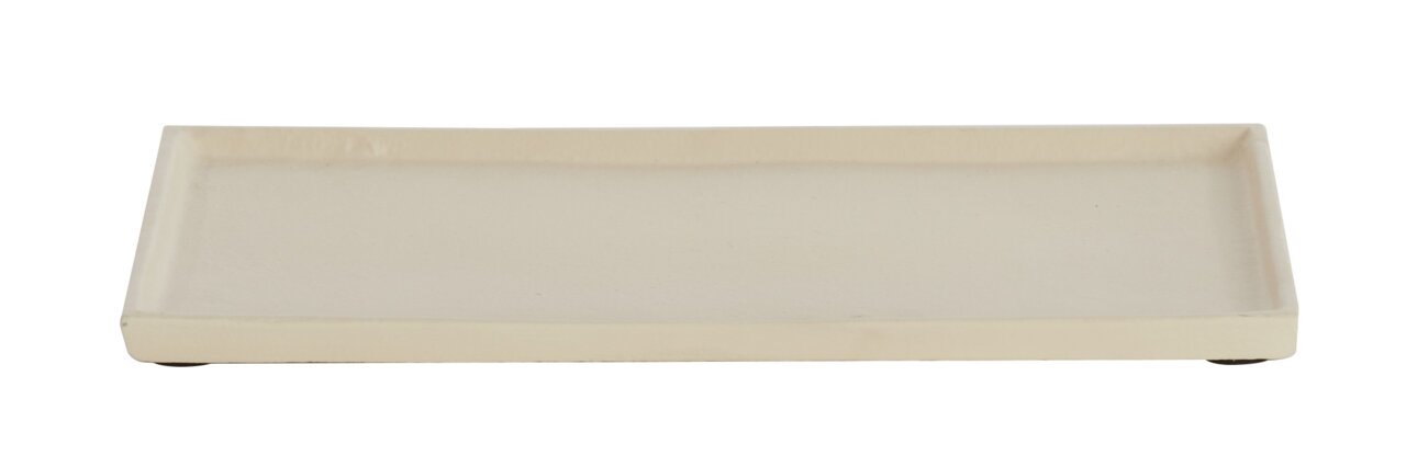 Light&Living Schale MAES Rechteckige, flache Schale aus Keramik in Cremefarbe, frontal fotografiert.