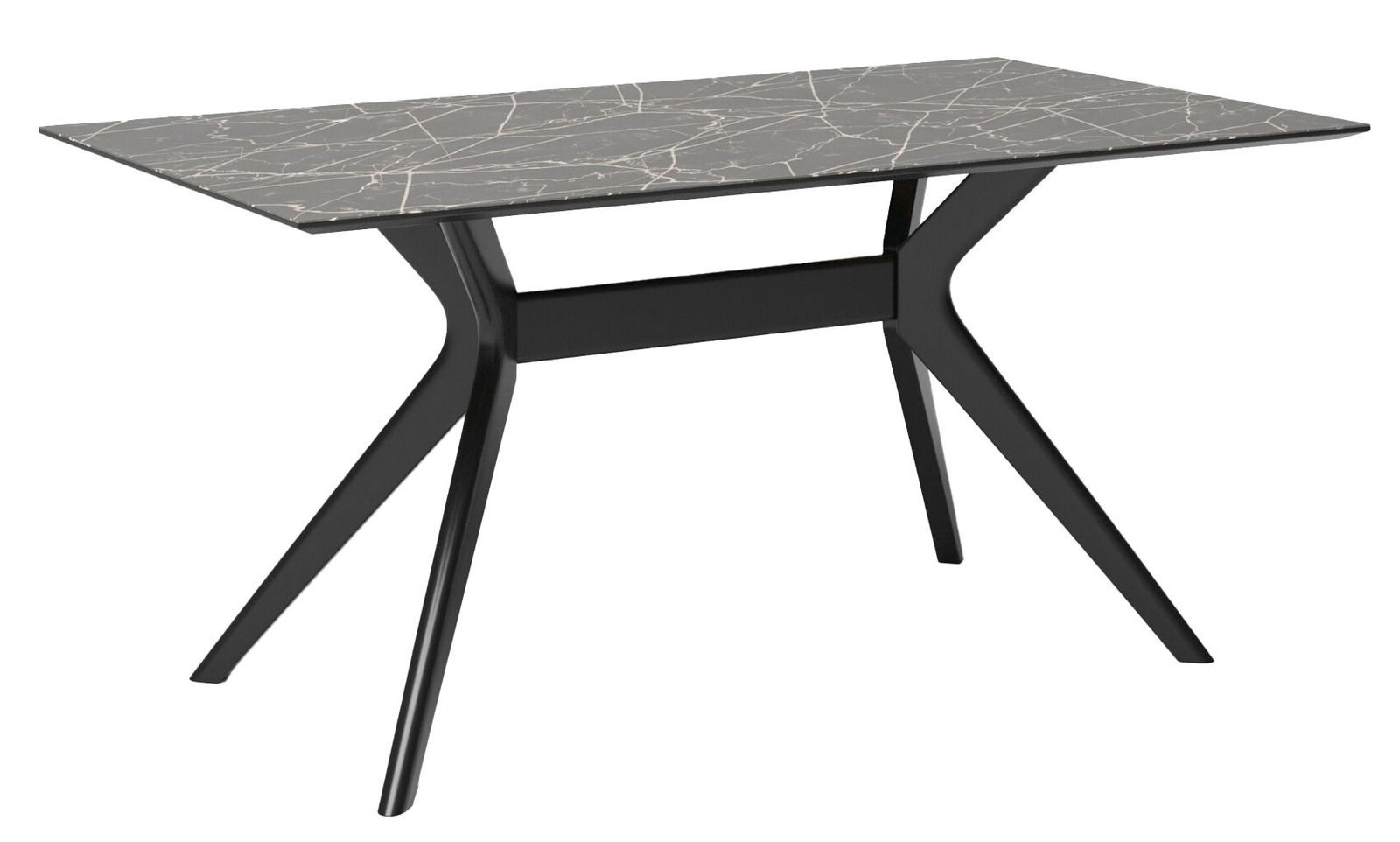 JOOP! Esstisch ELEMENTS 8179 Moderner Esstisch mit schwarzer Marmoroptik-Tischplatte und eleganten schwarzen Beinen, seitliche Perspektive