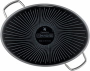Ovaler Bräter von oben mit Fusiontec-Beschichtung und Griffen, geeignet für alle Herdarten, Made in Germany.
