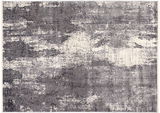 Designer Teppich in Grau- und Weißtönen mit abstraktem Muster, Draufsicht