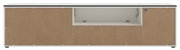 Frontansicht eines XL-TV-Lowboards mit offenen Fächern und brauner Holzoptik.