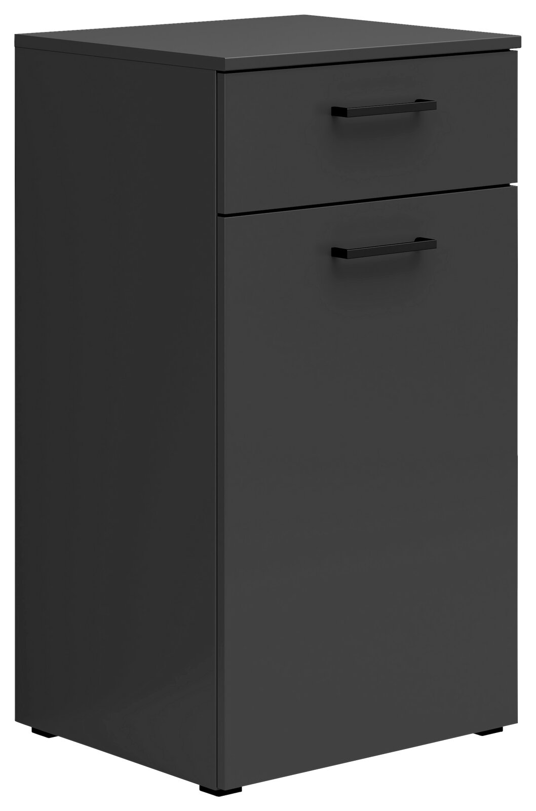 Carryhome Kommode MULTISTAURAUM Schwarze Kommode mit zwei Schubladen, seitliche Perspektive