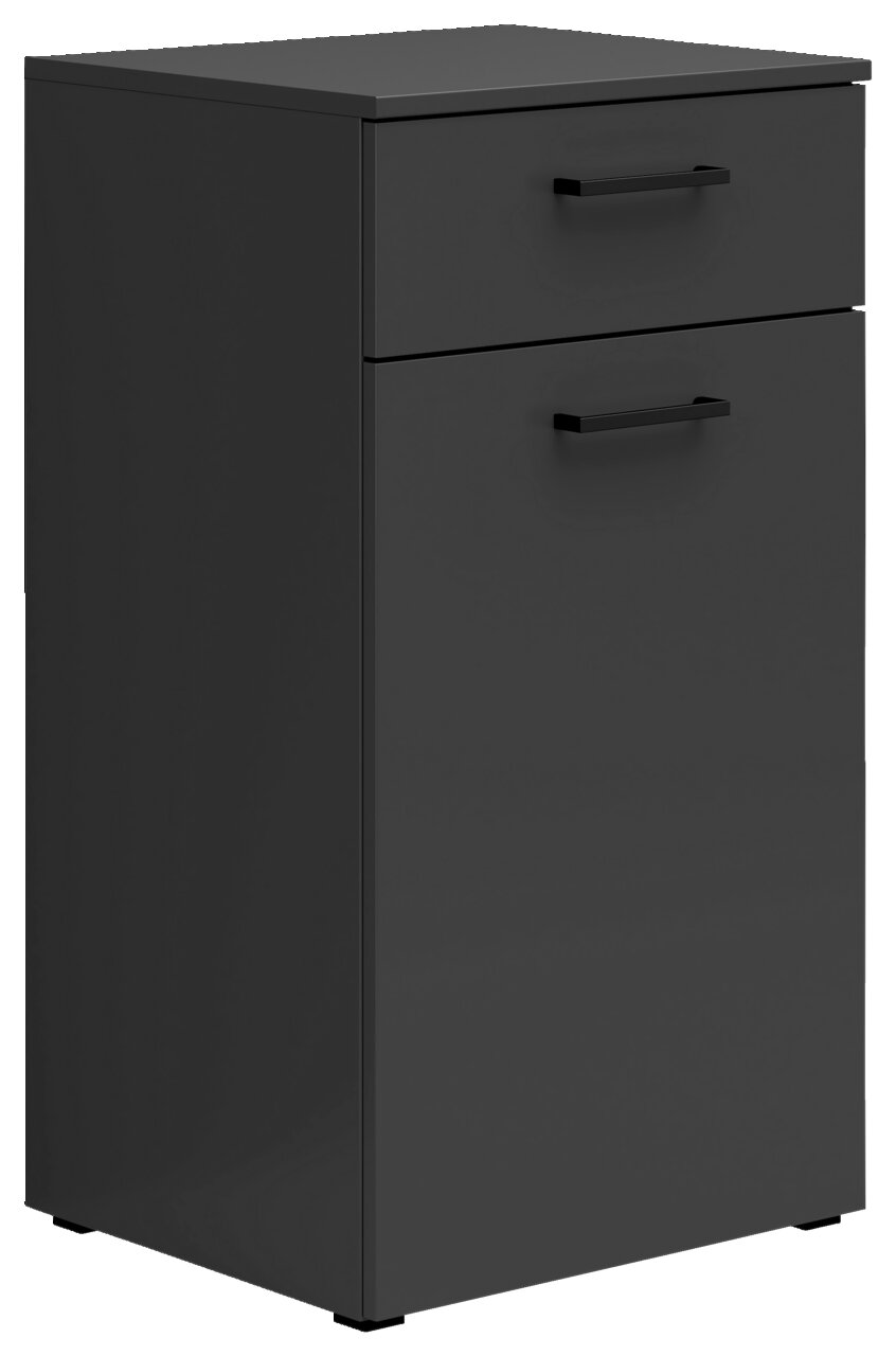 Carryhome Kommode MULTISTAURAUM Schwarze Kommode mit zwei Schubladen, seitliche Perspektive