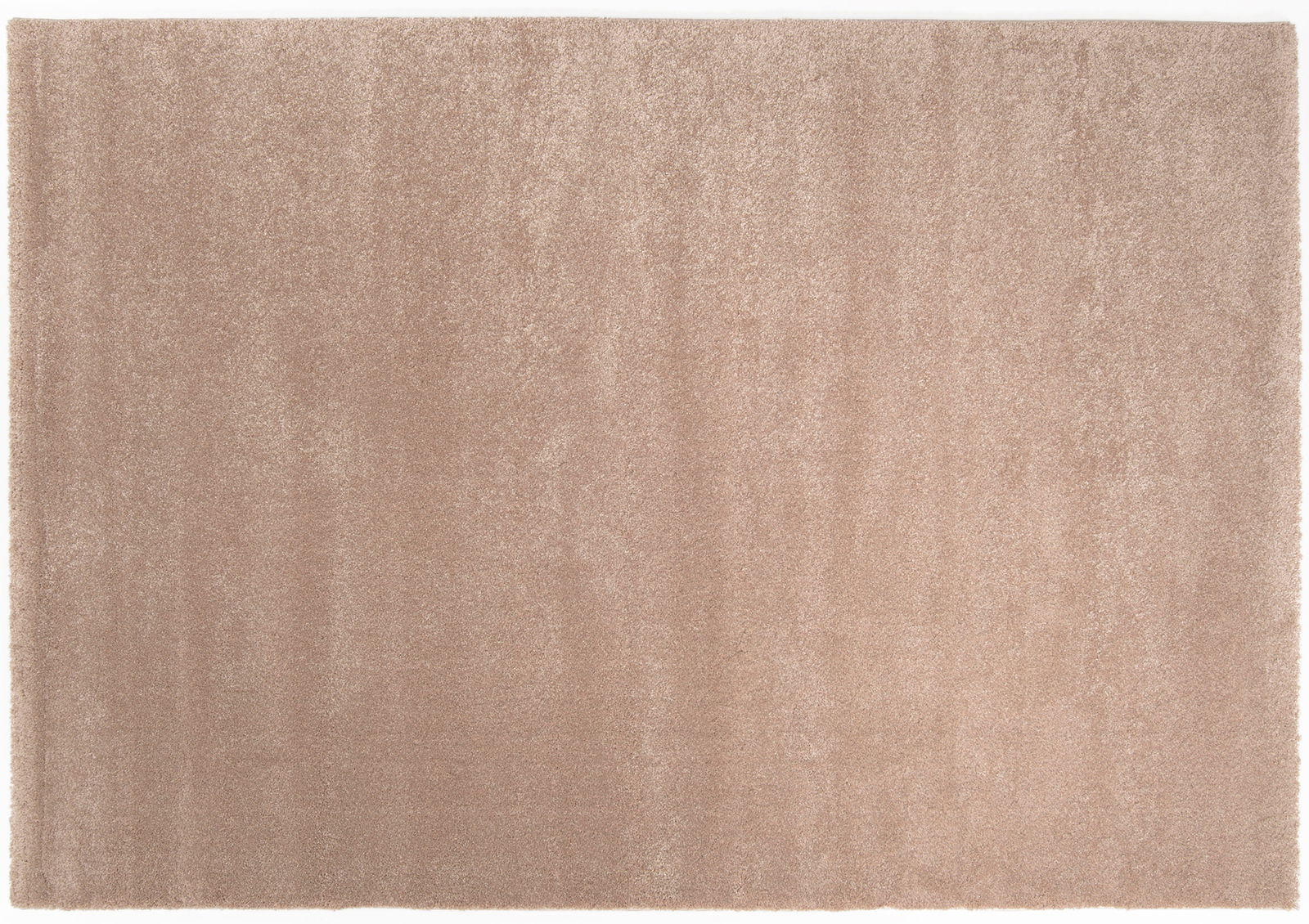 Beige Uni-Teppich in Draufsicht