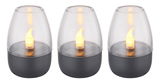 Dreier-Set von Solarleuchten mit flammenförmigem Licht, seitliche Perspektive