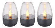 Dreier-Set von Solarleuchten mit flammenförmigem Licht, seitliche Perspektive
