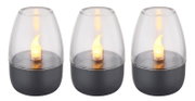 Dreier-Set von Solarleuchten mit flammenförmigem Licht, seitliche Perspektive