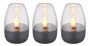 Dreier-Set von Solarleuchten mit flammenförmigem Licht, seitliche Perspektive