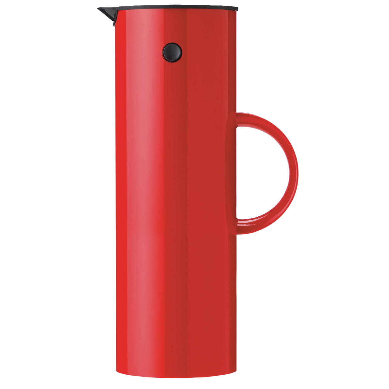 Stelton Isolierkanne 1l EM77 Rote Isolierkanne mit seitlichem Griff, seitliche Ansicht