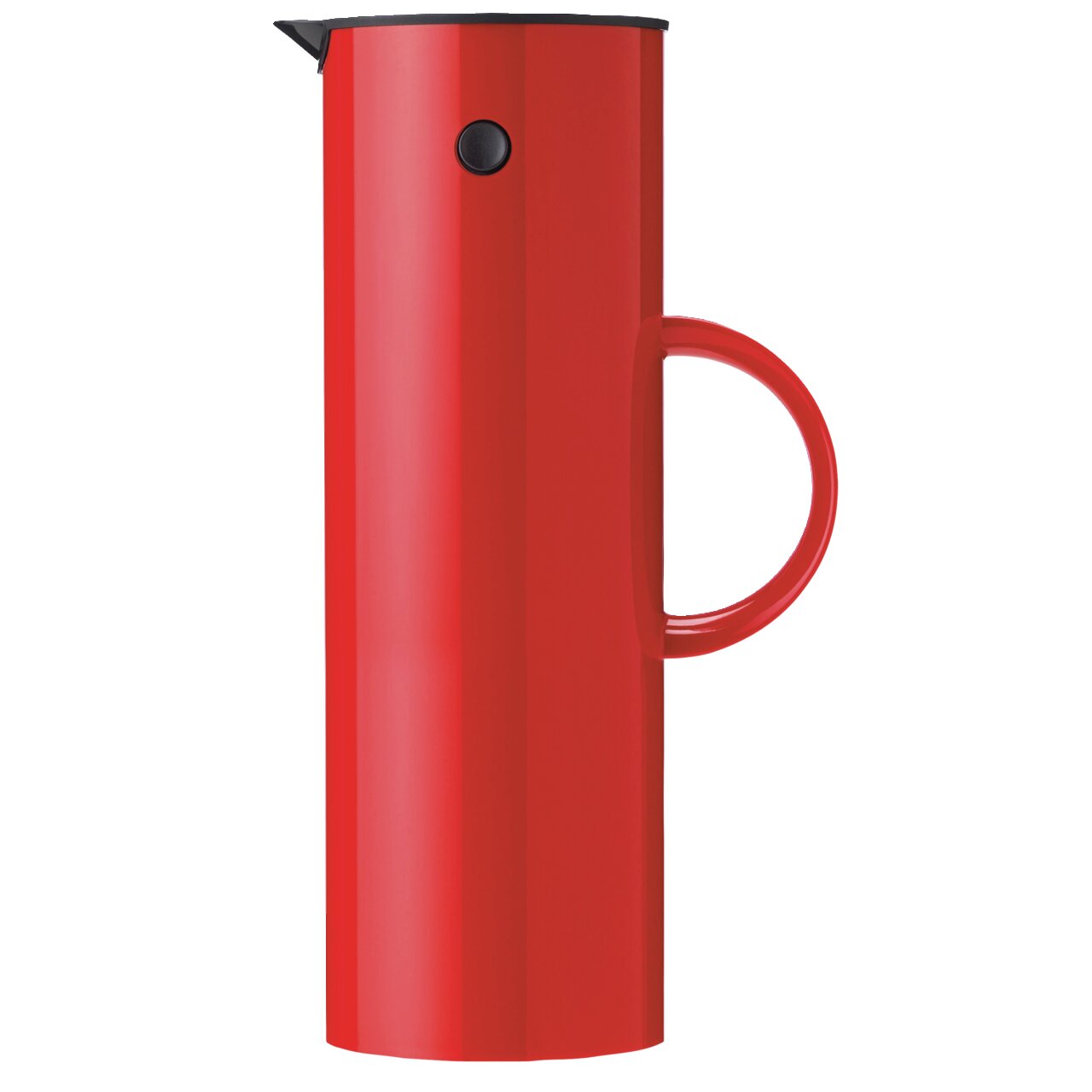 Stelton Isolierkanne 1l EM77 Rote Isolierkanne mit seitlichem Griff, seitliche Ansicht