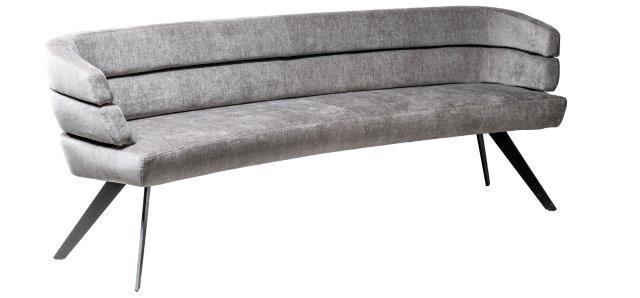 JOOP! Sitzbank CURVES Graue, moderne Sitzbank mit schrägen Metallbeinen, seitliche Perspektive