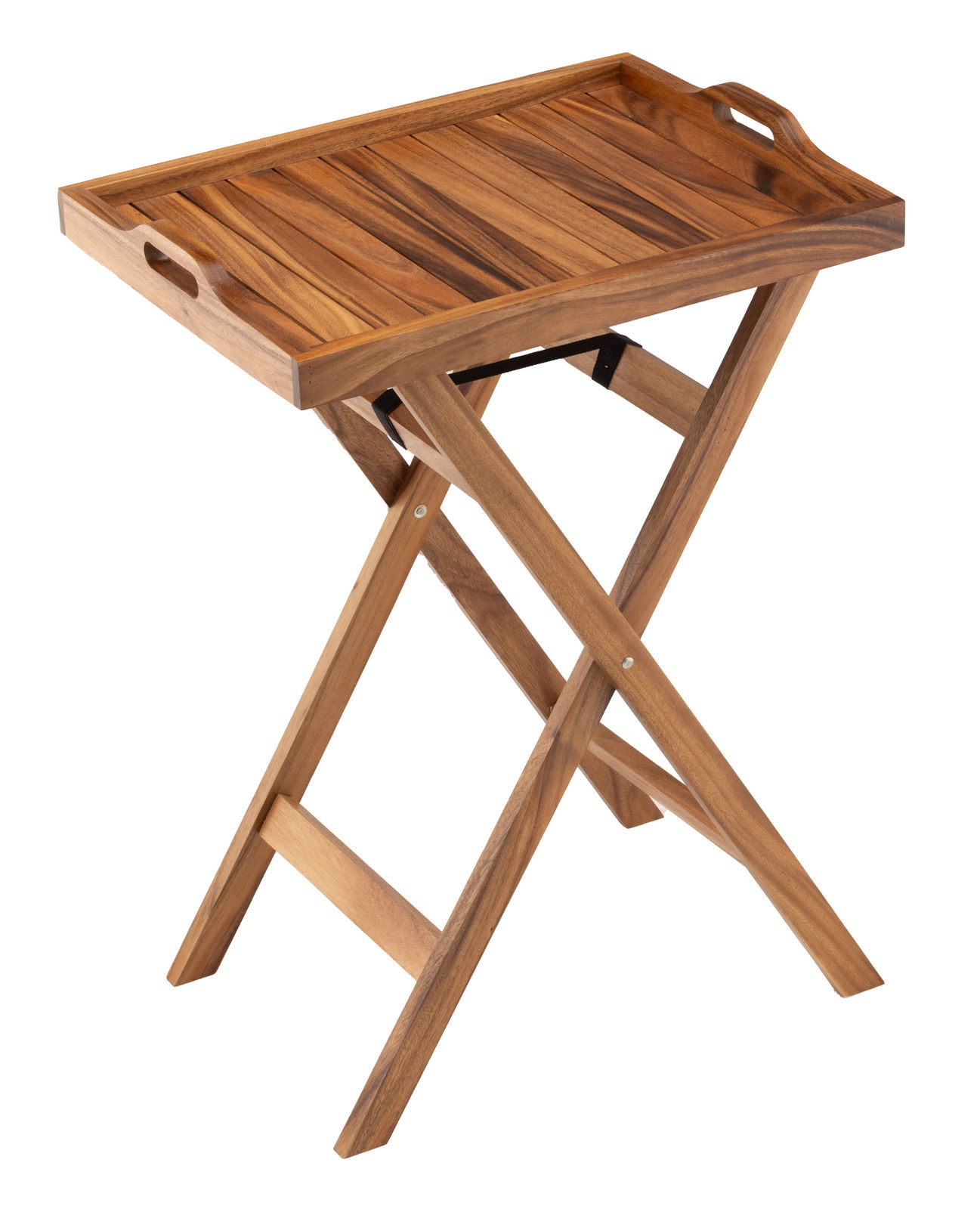 Holz-Serviertablett mit Standfuß, seitliche Perspektive