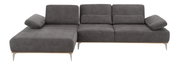 Grijze longchair-set met een modern ontwerp, gezien vanaf de voorkant.