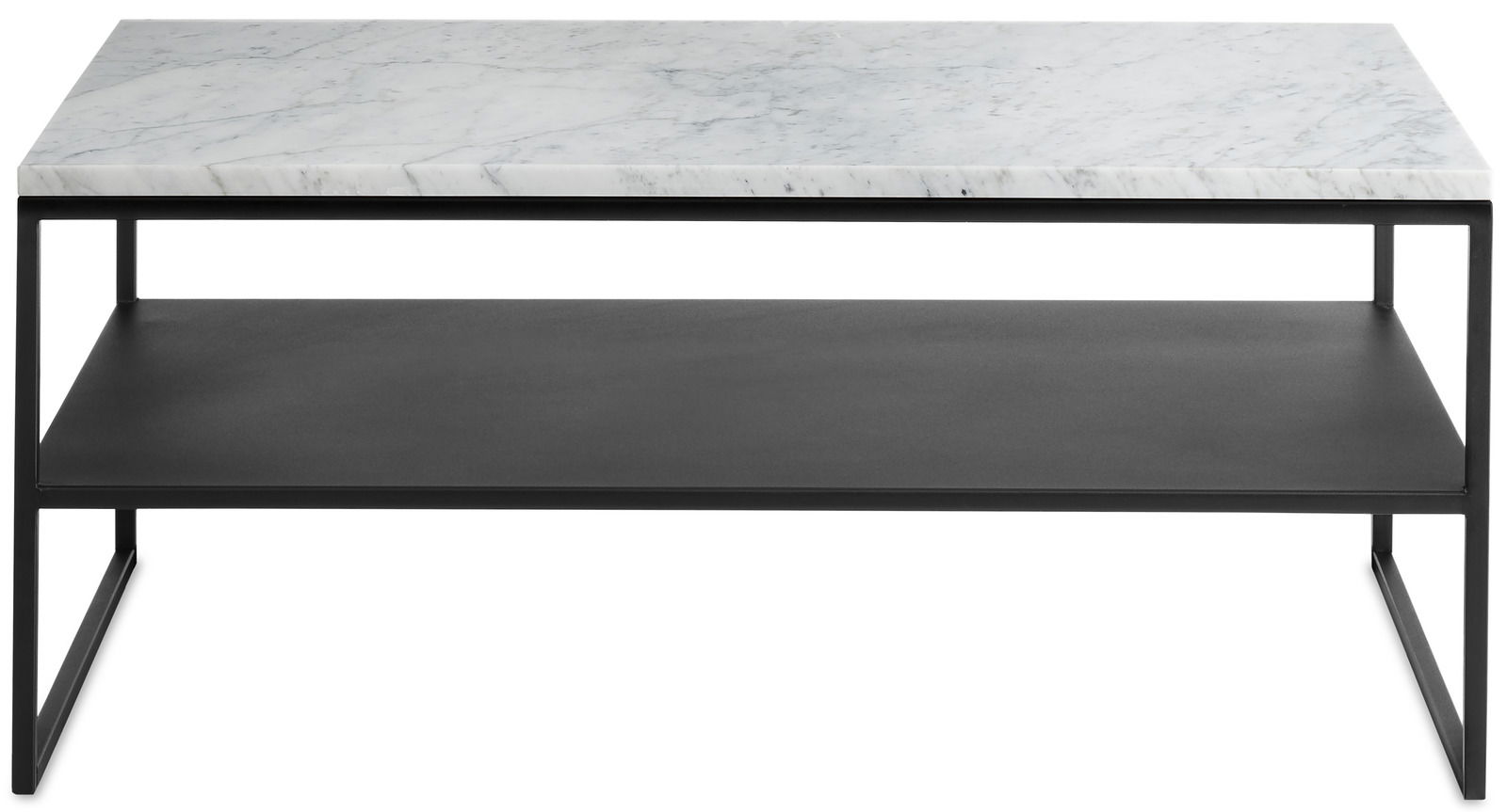 Johann Jakob Couchtisch PASCAL Moderner Couchtisch mit Marmorplatte und schwarzem Metallgestell, Frontalansicht