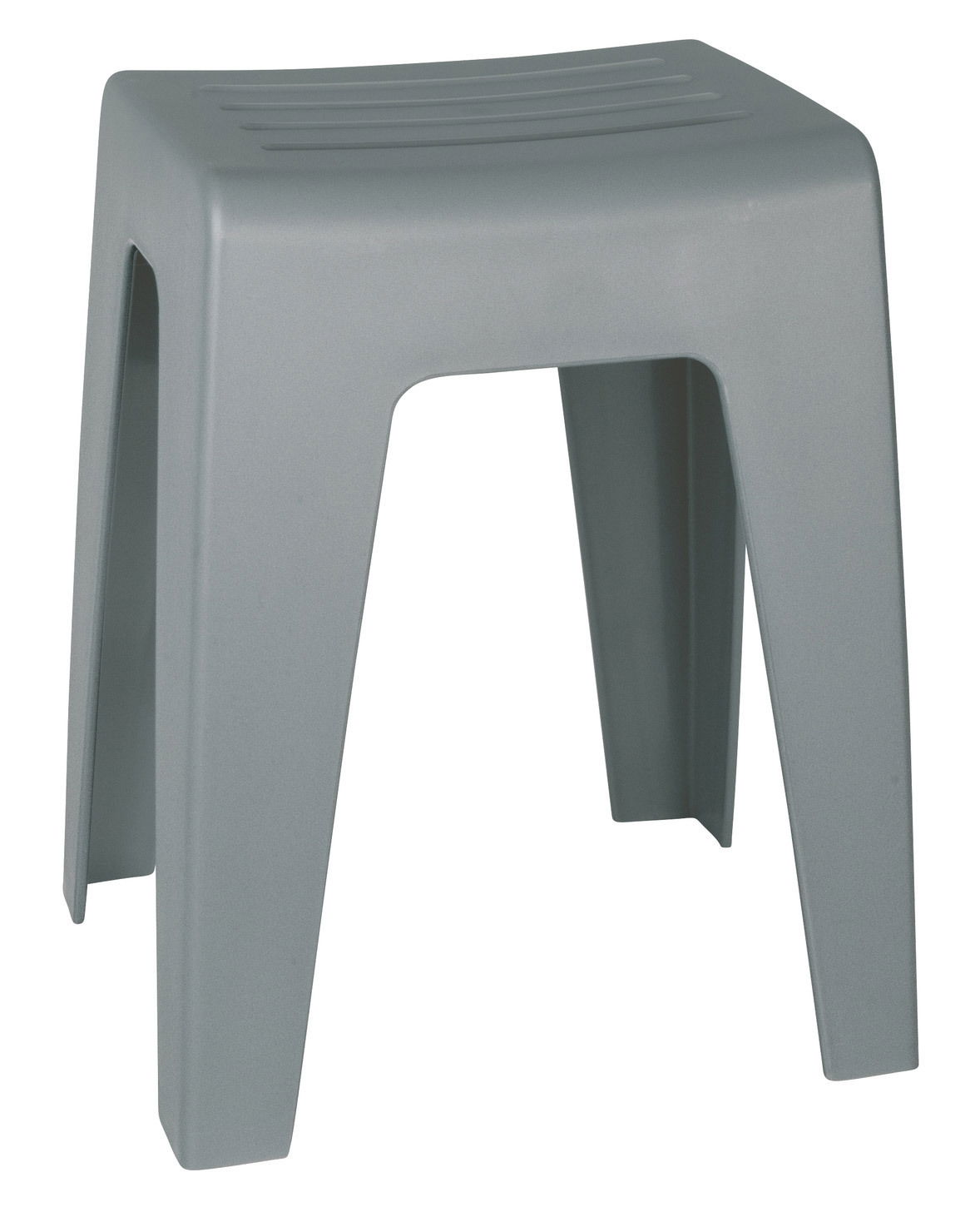 Grauer Badhocker Kumba aus Kunststoff, seitliche Perspektive